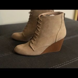 Beige Suede Booties